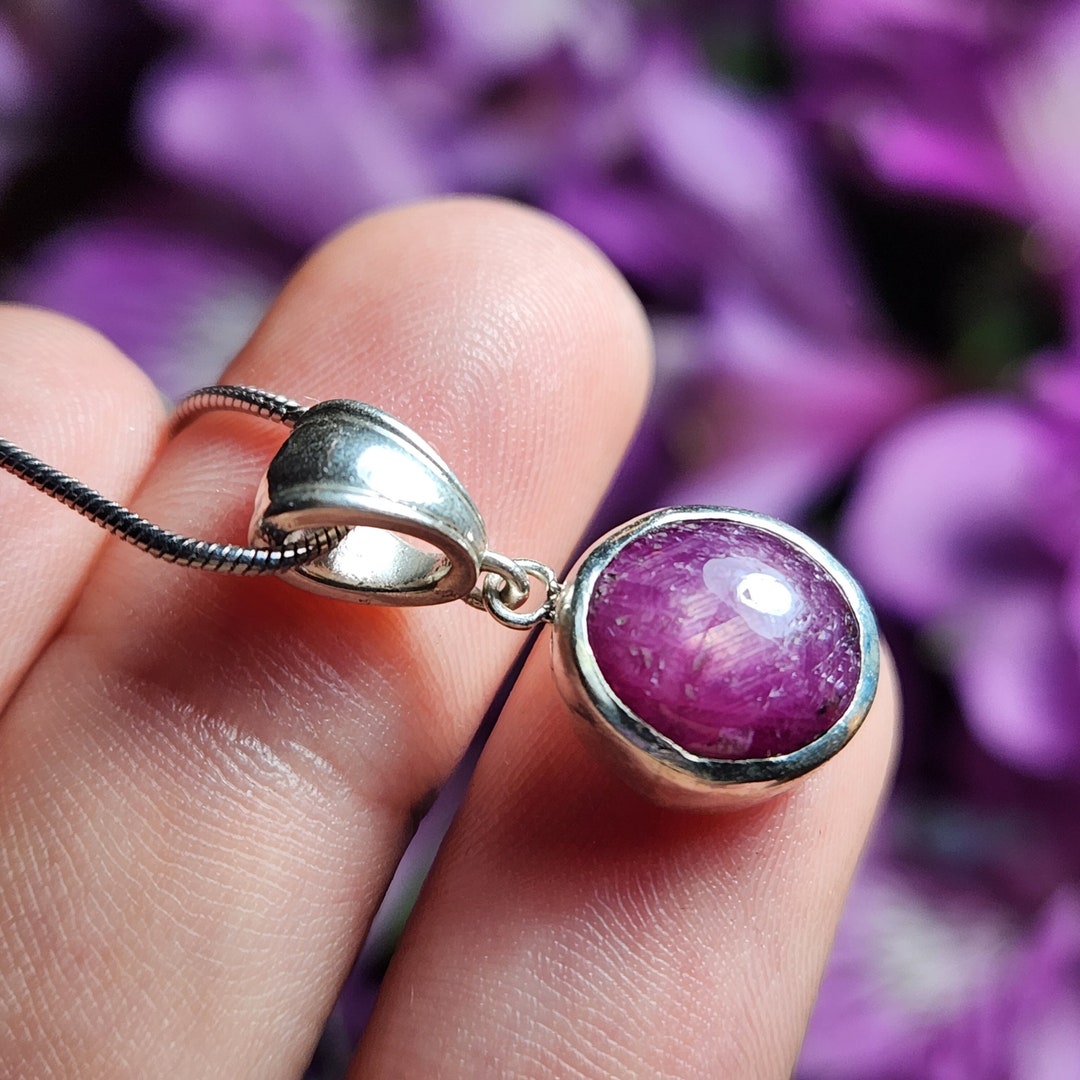 Star Ruby Pendant / Star Sapphire Crystal / Ruby Jewelry / Etsy