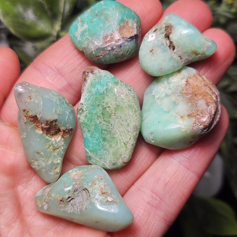 Chrysoprase Tumbled Stone - Grade A - Multiple Sizes Available - Chrysoprase Gemstone from Brazil - Tumbled Green Chrysoprase Crystal image 9