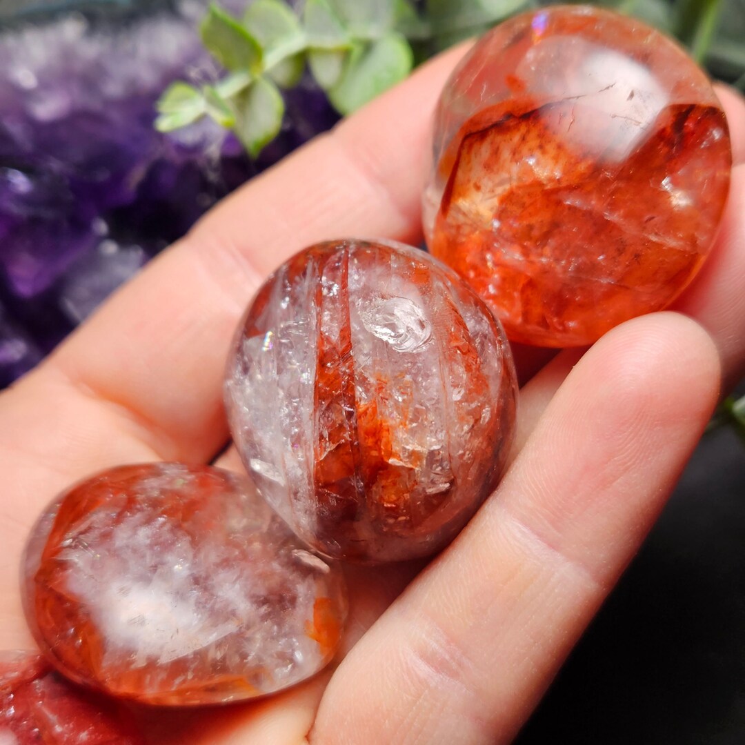 Fire Quartz Crystal / Palm Stone / Red Hematite / Red Hematoid Quartz