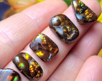 Mexican Fire Agate, Rainbow Fire Agate Polished Specimens, Cabochon