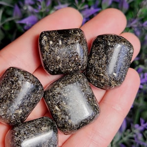 Indian Nuummite - Coppernite Tumbled - Nuummite India - Speckled Coppernite - Nuummite Stone - Coppernite Crystal - Polished Coppernite