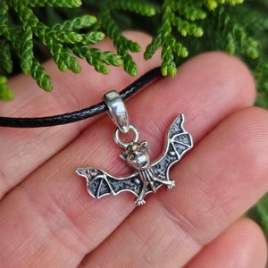 Sterling Silver Bat Pendant - Halloween Necklace