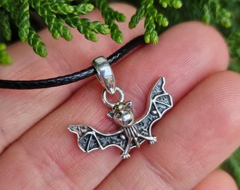 Sterling Silver Bat Pendant / Silver Bat Necklace / Silver Bat Charm / Silver Bat Pendant / Bat Charms for Jewelry Making / Bat Necklace