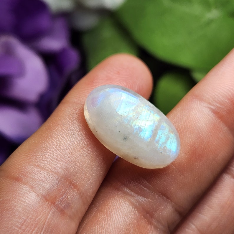 AAA Rainbow Moonstone Cabochon: Polished Crystals with Deep Chatoyance image 6