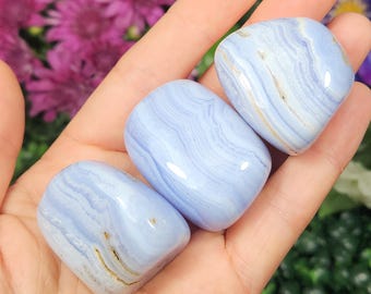 Namibian Blue Lace Agate Crystal Tumble Stone (XL)