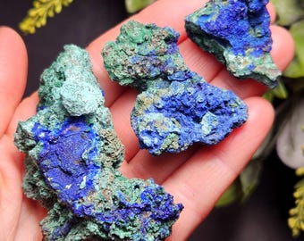 Malachite Azurite Specimen, Raw Malachite - Malachite Crystal Stones - Malachite with Azurite
