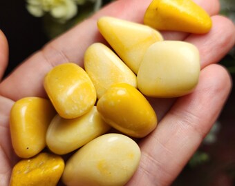 Yellow Jasper Medium Tumbled Stone - Mystic Valley