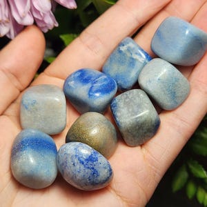 Tumbled Dumortierite in Quartz: Stone of Patience (15-20mm)