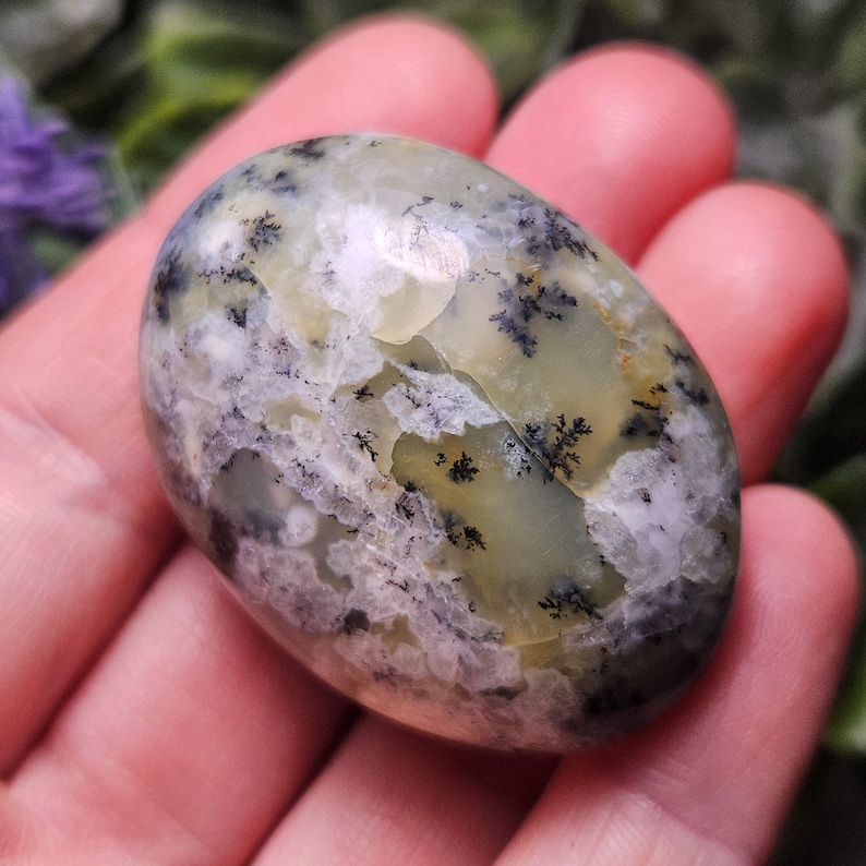 Dendritic Green Opal Palm Stone (1.25"+), Polished Dendritic Opal Crystal image 10