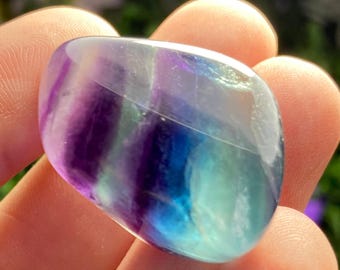 Tumbled Rainbow Fluorite Crystal: Polished Natural Fluorite