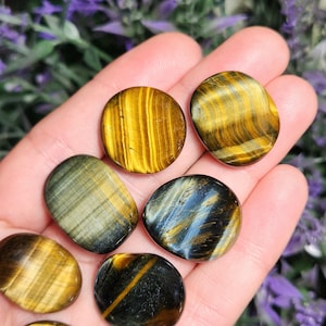 Tigers Eye Tumbled Stone: Golden Brown & Blue Hawk&#39;s Eye Crystal