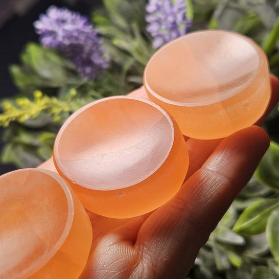 Peach Selenite Plate: Miniature Crystal Worry Stone