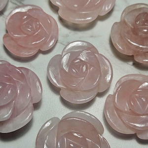 Rose Quartz Flower Carving - Rose Quartz Carving - Stone Rose Carving - Crystal Flower - Gemstone Rose - Crystal Flower