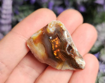 Mexican Fire Agate Specimen, Polished Natural Fire Agate From