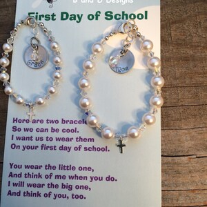 Personalized First Day of School - Mother/Daughter bracelets - Matching Bracelets - Back to School -  Mommy and me