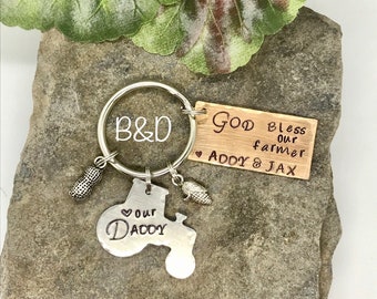 God made a farmer - Love my Farmer -  personalized dad keychain- Father’s Day - Father of the Bride - family tree keychain