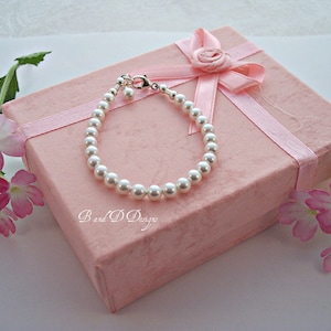 Swarovski White Pearl Baby Bracelet – Sterling Silver, Baptism Gift