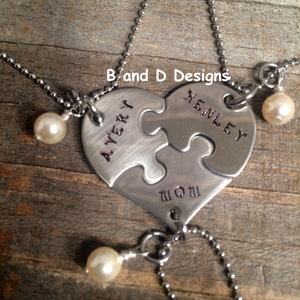 Back to School- Mother Daughter's personalized  Heart puzzle piece necklace  - First Day of School  - Mother's Day -Mommy and Me