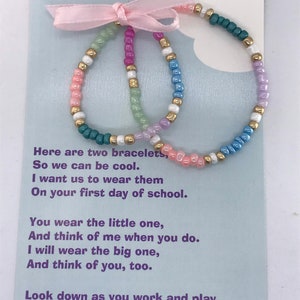 Personalized Mother daughter multi color bracelet set - First day of School -Mommy and me bracelets