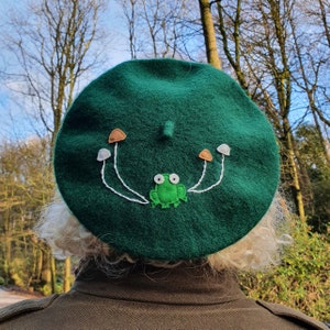 Frog and Toadstools Beret | Green or Grey | Cottagecore Collection