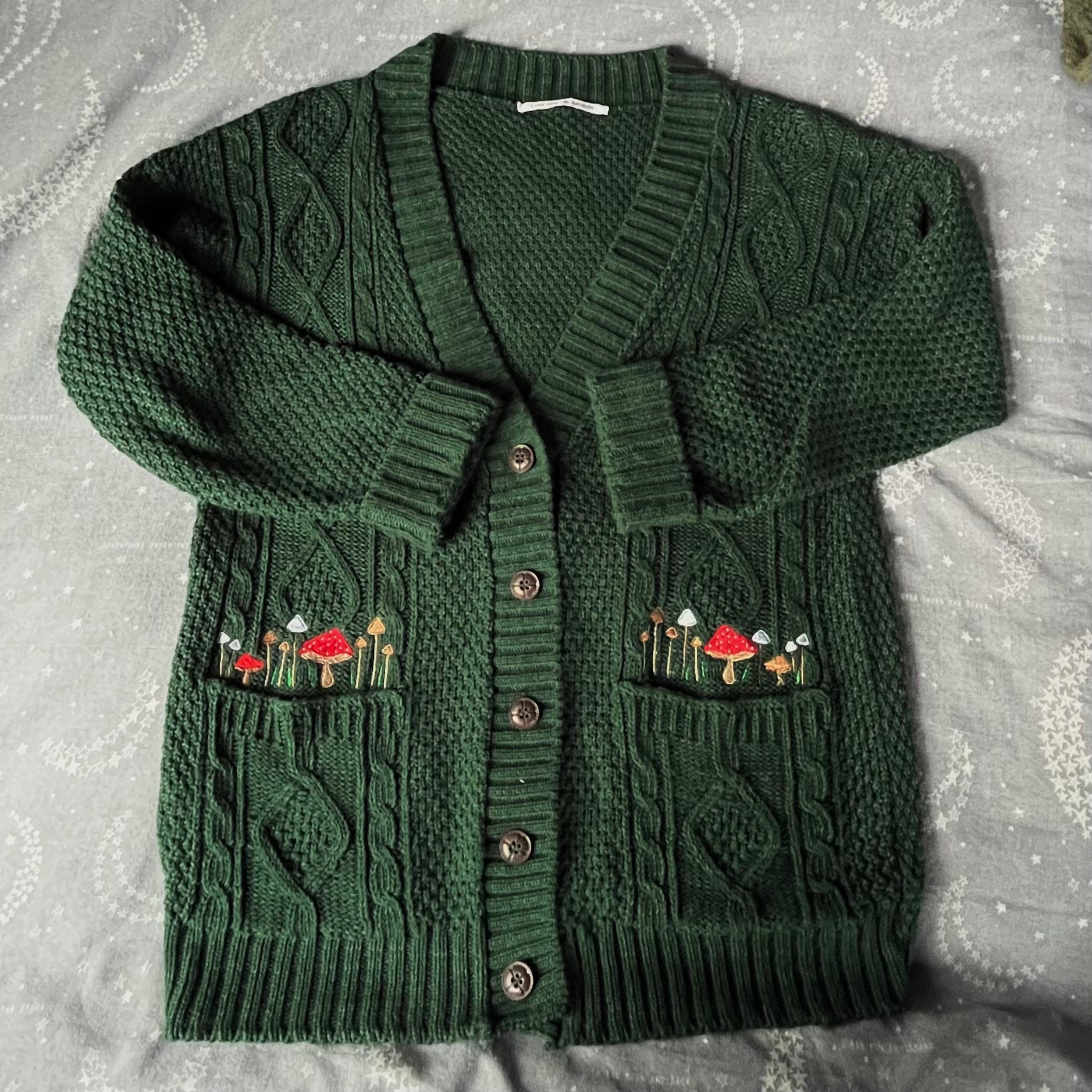 Ugliest Zara Green Cardigan With Mushrooms All I Want For