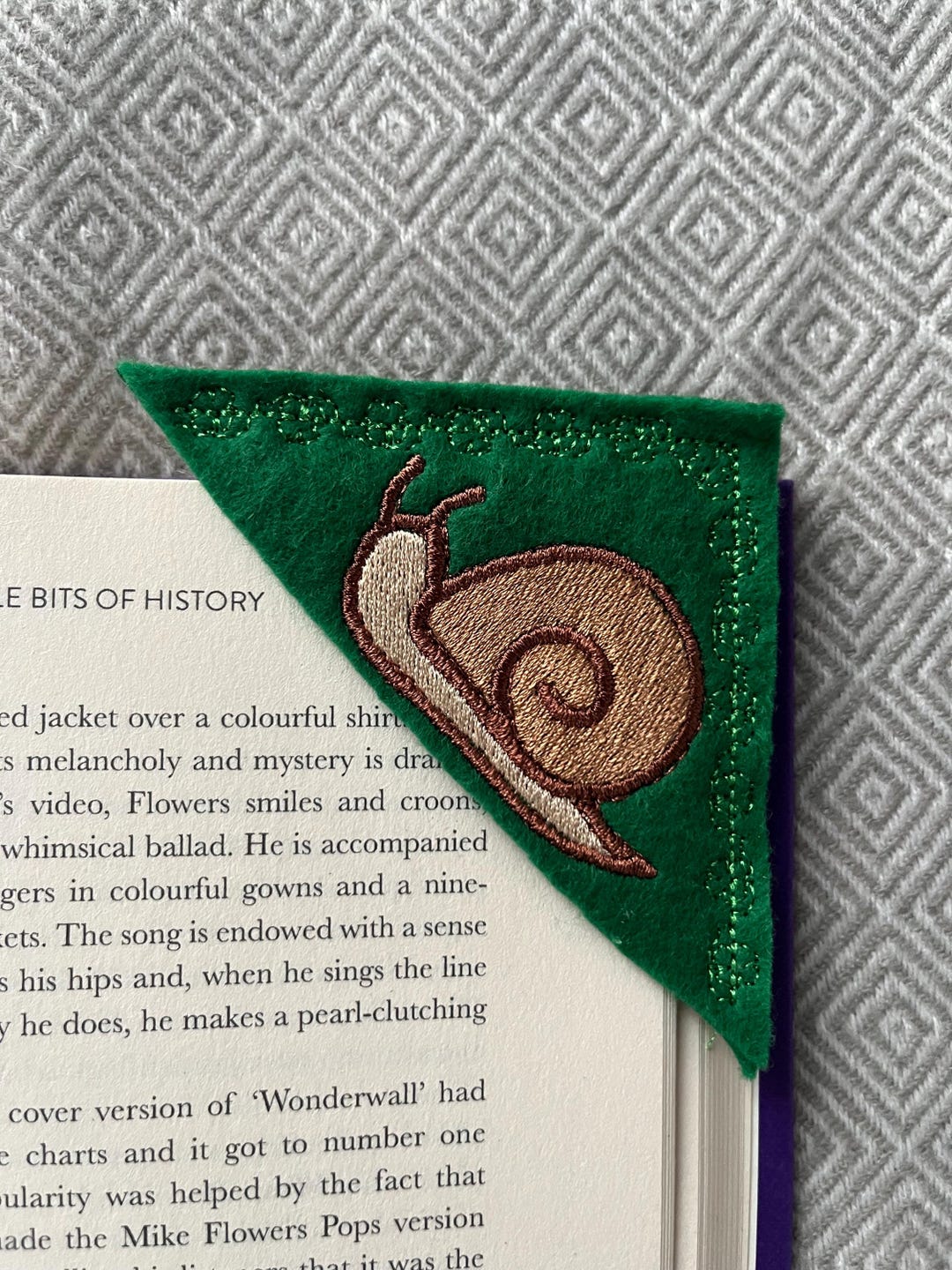 Snail Corner Bookmark | Multiple Colours Available | Embroidered Felt ...