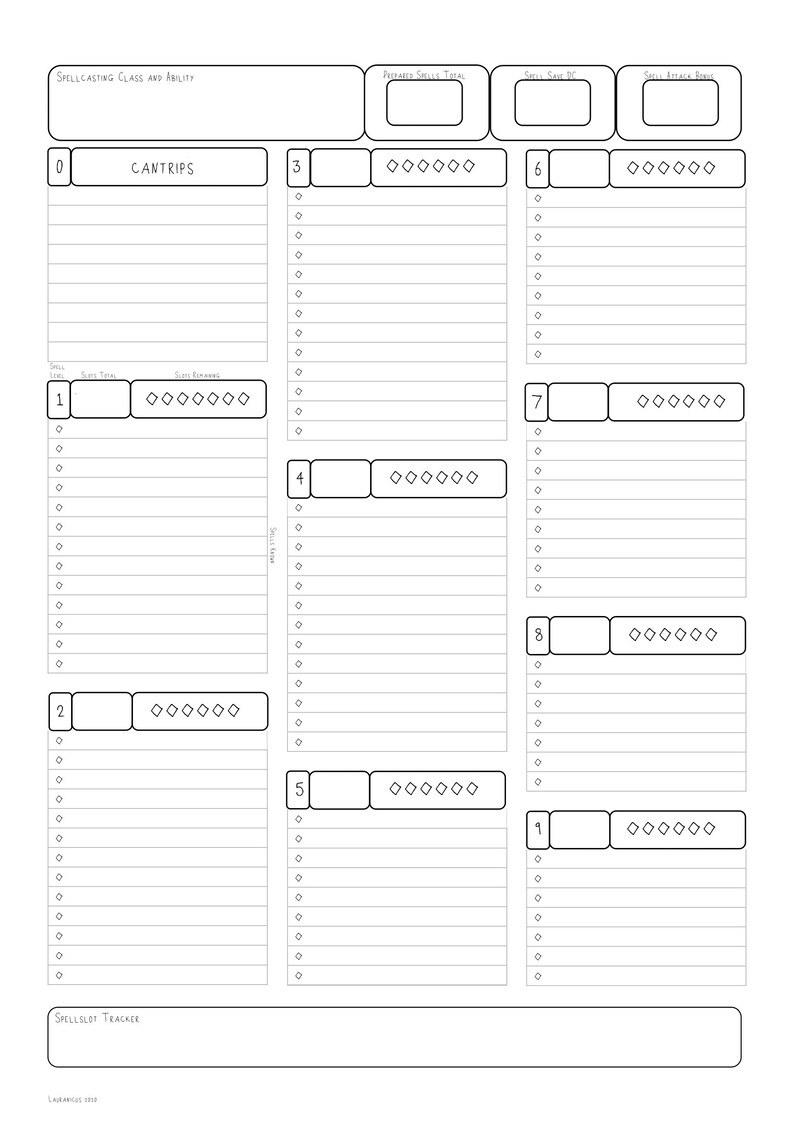 D&D 5e Character Sheet Etsy