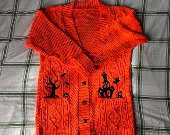 Haunted House Halloween Cardigan | Spooky Collection | Made to Order