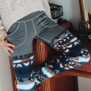 16 Colors Fleece Leg Warmers | Long Leg Warmer, Warm Leg Warmer, Thigh High, Long Sock, Aztec Print, Yoga Leg Warmer, Winter Leg Warmer