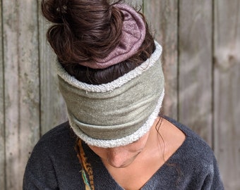 Sherpa Headband, Fleece Headband, Dread Band, Fleece Mask, Face Mask, Neck Warmer, Cold Weather, Sport Headband, Yoga Headband, Face Warmer