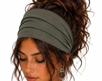 Wide Fabric Headband | Cotton, Rib Knit, Spandex | Hair Band for Dreadlocks Braids Curly Hair