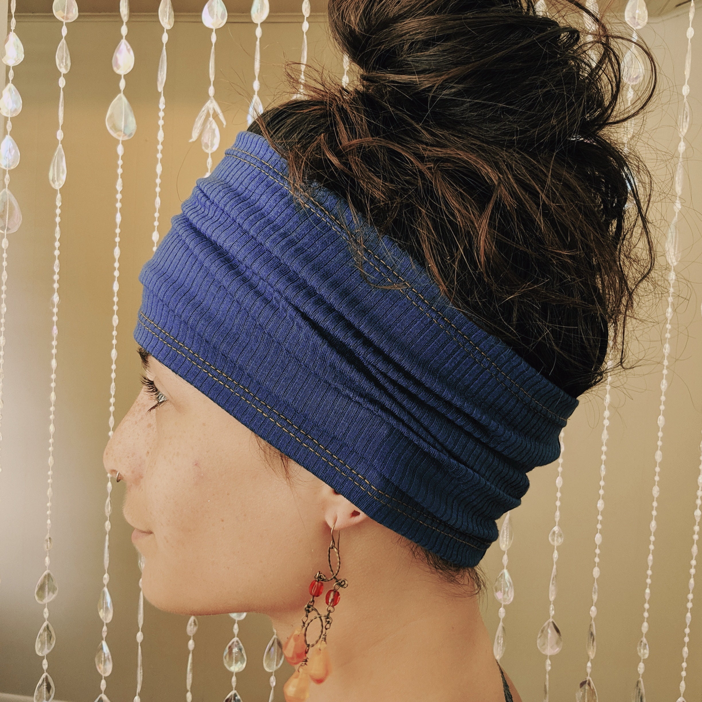 Blue Headband Dreadband Hair Tube Dread Sock Loc Wrap Etsy Canada