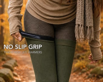 Extra Long Leg Warmers | Cotton & Ribbed Knit Soft Stretch Fabric | Handmade Thigh Highs