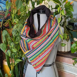 4 in 1 Schal, Schlauchschal, Funktionale Mode, nepalesische Baumwolle, Ethno Schal, Große Kapuze, Tribal Print, Wandelbarer Schal, Campingsschal