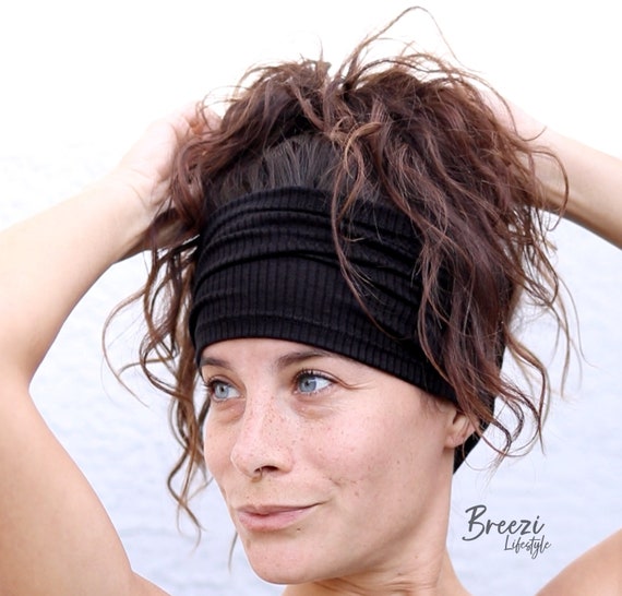 Set 3 Fasce Per Capelli Da Donna In Cotone – Morbide, Elastiche, Antiscivolo, Per Yoga, Sport, Corsa, Colori Nero, Bianco, Grigio