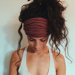 Boho Ribbed Knit Headband | Wide Hair Tube, Loc Wrap (Handmade)