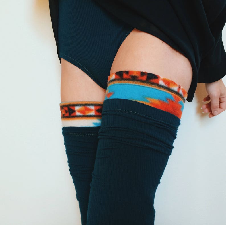 Ribbed Leg Warmers Fleece Leg Warmer Long Leg Warmer Aztec Etsy