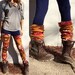 Fleece Leg Warmers | Long Warm Natural Fitting Stretchy, Warm Leg Warmers, Bunch, Long, Aztec, Prints, Rib, Long, Thigh High, Leg Warmer 