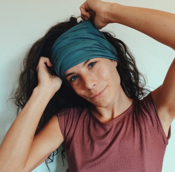 Ribbed Headband Blue Headband Wide Headband Boho Headbands Hair Wrap Cute Headband Comfortable Headband Hair Down Curly Hair Band Etsy