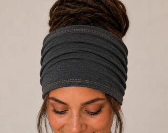 Long Cotton Tube Headband, Messy Bun Hair Wrap, Lightweight Everyday Headband