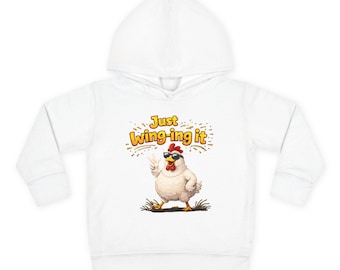 Just Wing-ing Es Huhn Kleinkind Hoodie | Süßer Bauernhof Pullover
