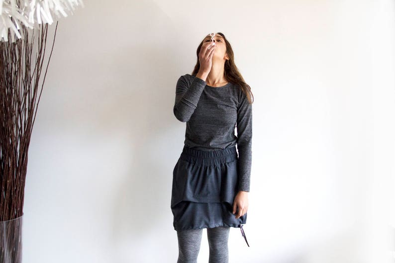 Asymmetrical skirt High low skirt Ready to ship Size S Mini skirt Gray skirt Versatile skirt Skirt with pockets Women short skirt