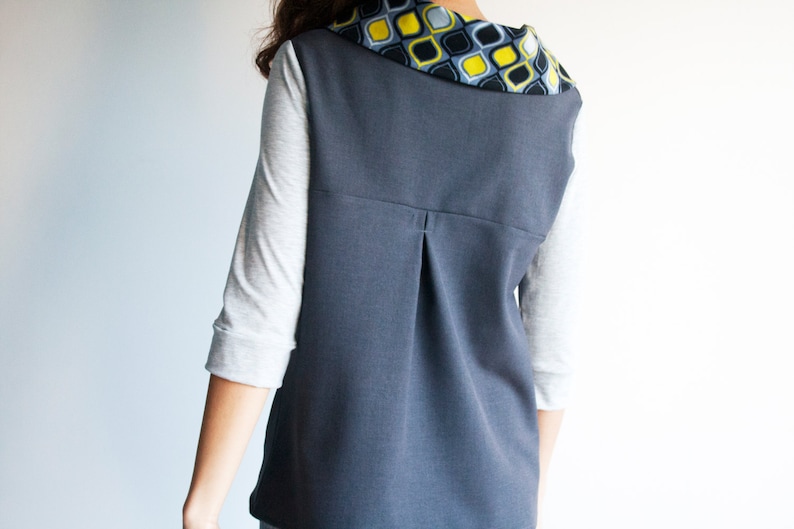 Grey tunic top with elegant collar womens grey top mustard yellow collar blouse casual top blouses for women casual blouse