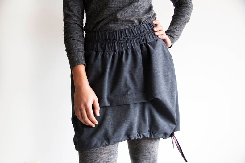 Asymmetrical skirt High low skirt Ready to ship Size S Mini skirt Gray skirt Versatile skirt Skirt with pockets Women short skirt