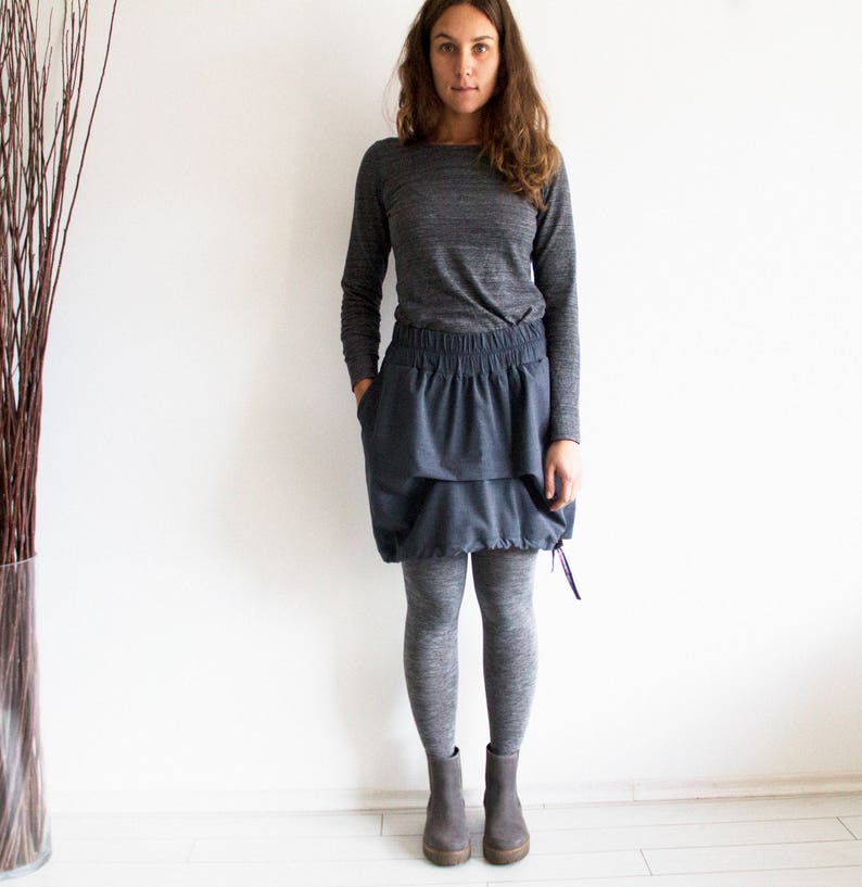 Asymmetrical skirt High low skirt Ready to ship Size S Mini skirt Gray skirt Versatile skirt Skirt with pockets Women short skirt