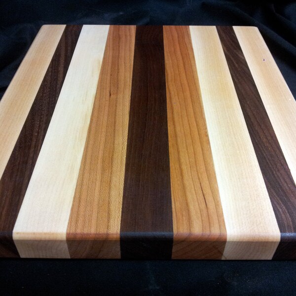 Butcher Block Cutting Board - Edge Grain - Walnut, Cherry, & Rock Maple