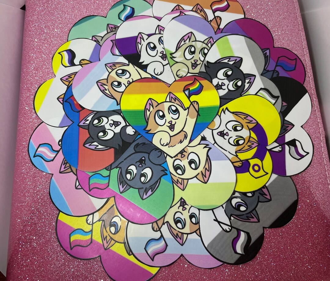 Pride Cat Vinyl Stickers and Buttons - LGBTQA+ Designs - Etsy