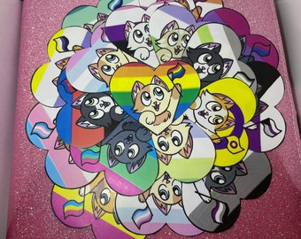 Pride Cat Vinyl Stickers and Buttons - LGBTQA+ Designs