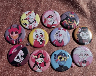 Hazbin Fanart Vinyl Waterproof Stickers and Buttons