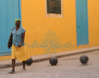 Havana Cuba Photo, Havana Streetscape, La Habana Viejo, Havana Cuba streetscape, Obrapia Street, Yellow home decor Cuba ©LeeAnn Gauthier